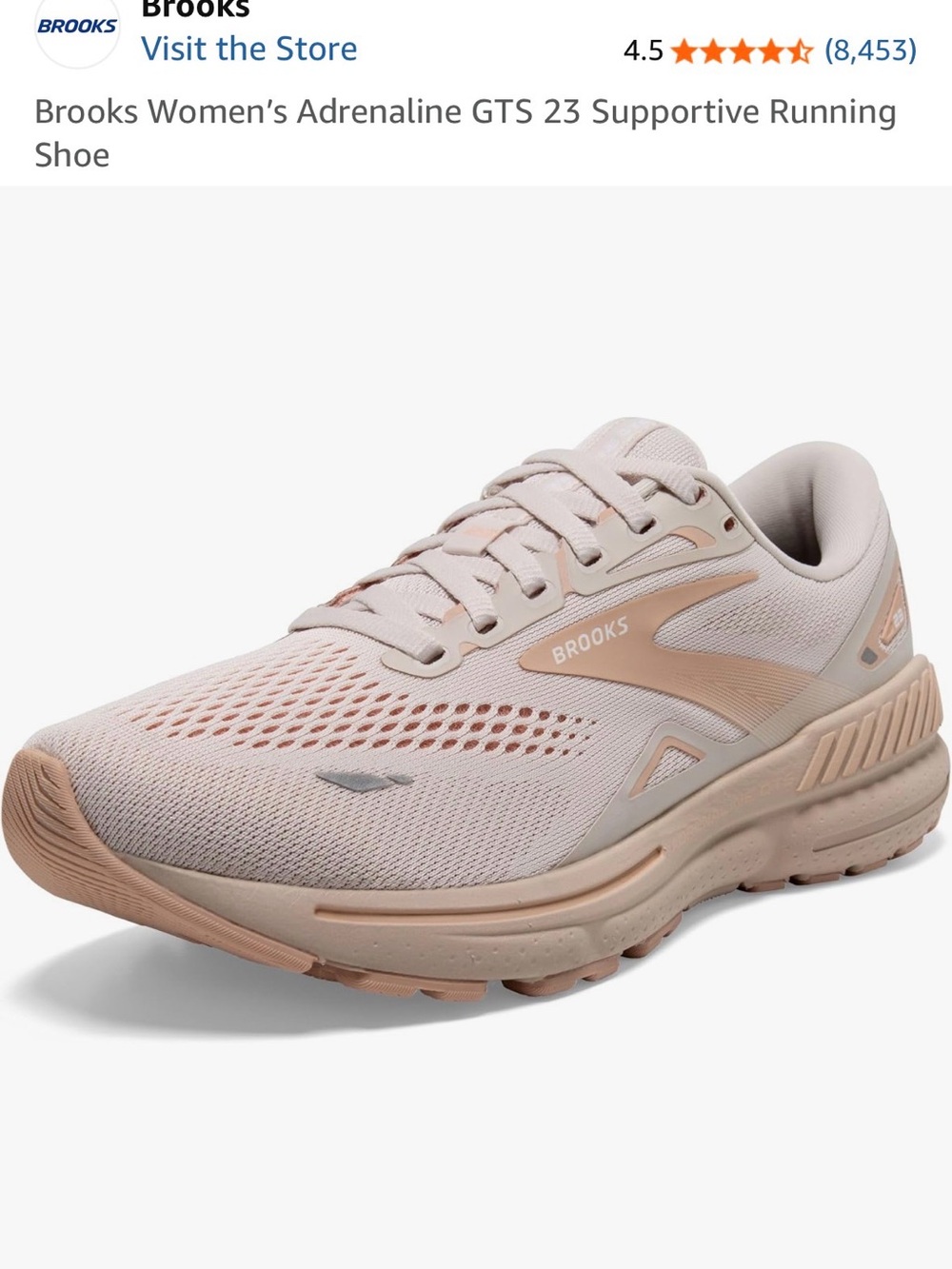 Brooks Women's Adrenaline GTS Supportive Runner in Blush and Tan Size 7.5